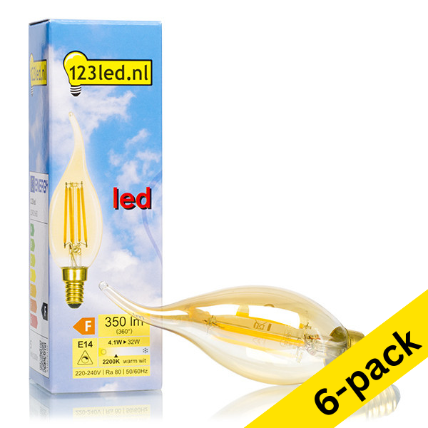 123led E14 LED dimmable decorative gold filament bulb 4.1W (32W) (6-pack) LDR01661 - 1