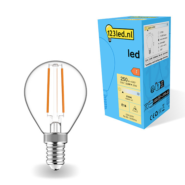 123led E14 LED dimmable filament ball bulb 2.5W (25W) | 2700K LDR01892 - 1