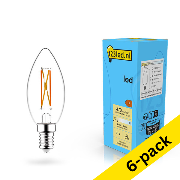 123led E14 LED dimmable filament candle bulb 4.5W (40W) (6-pack) LDR02075 - 1