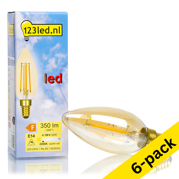 123led E14 LED dimmable gold filament bulb 4.1W (32W) (6-pack) LDR01663 - 1