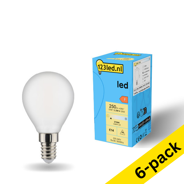 123led E14 LED dimmable matte ball bulb 2.5W (25W) | 2700K (6-pack) LDR01909 - 1