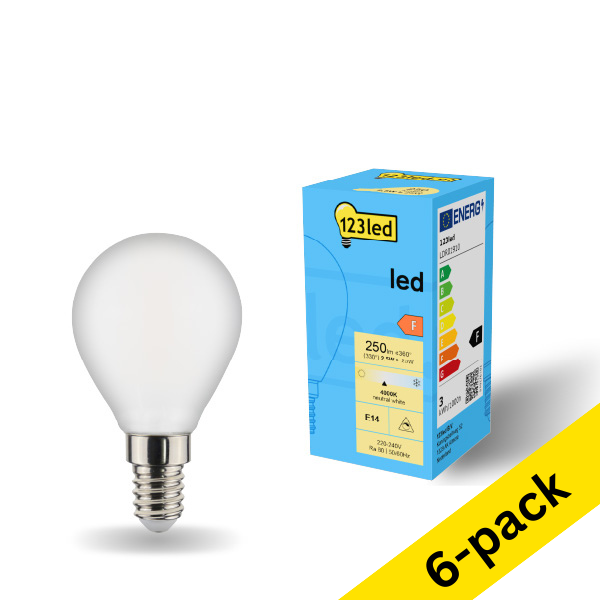 123led E14 LED dimmable matte ball bulb 2.5W (25W) | 4000K (6-pack) LDR01911 - 1