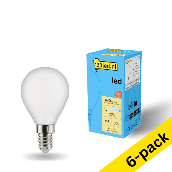 123led E14 LED dimmable matte ball filament bulb 4.5W (40W) | 2700K (6-pack) LDR01913 - 1