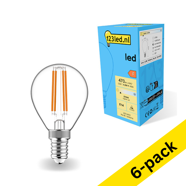 123led E14 LED filament ball bulb 4.5W (40W) (6-pack) LDR01887 - 1