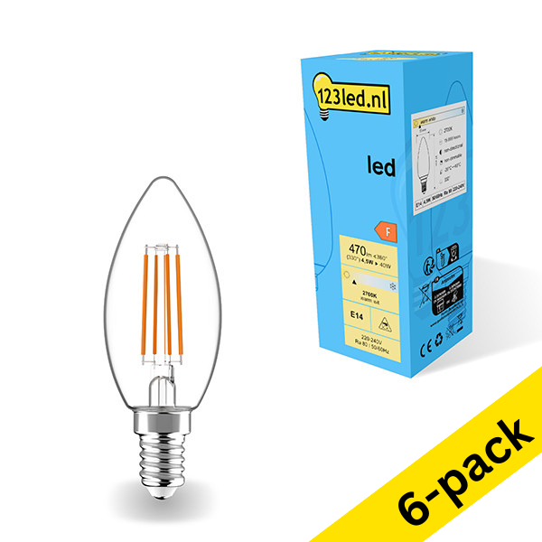 123led E14 LED filament candle bulb 4.5W (40W) (6-pack) LDR01875 - 1