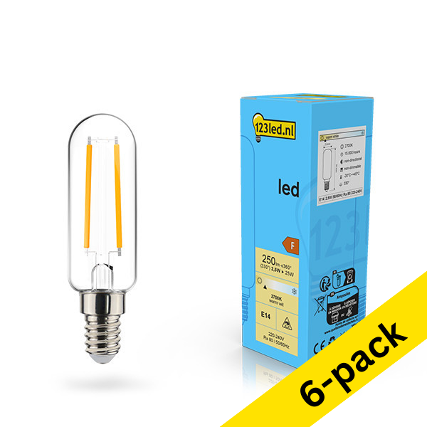 123led E14 LED filament clear tube bulb 2.5W (25W) (6-pack) LDR02125 - 1
