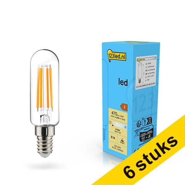 123led E14 LED filament clear tube bulb 4.5W (40W) (6-pack) LDR02127 - 1