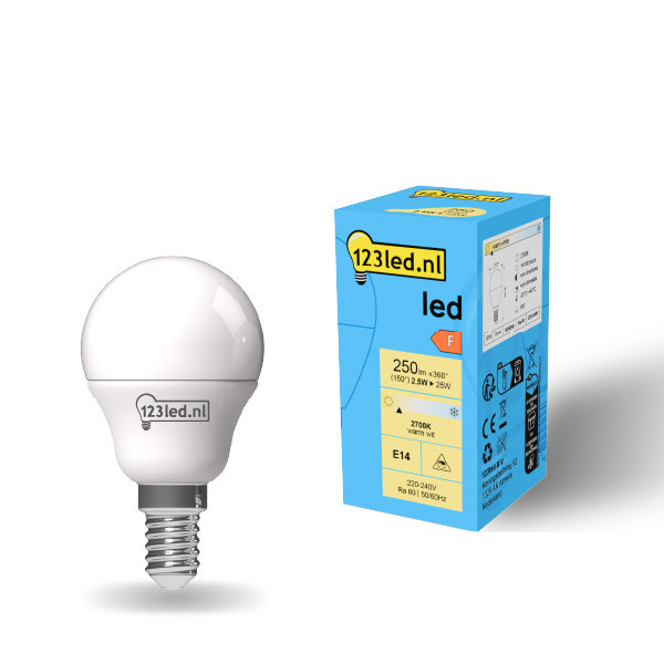 123led E14 LED matte ball bulb 2.5W (25W) | 2700K LDR01896 - 1