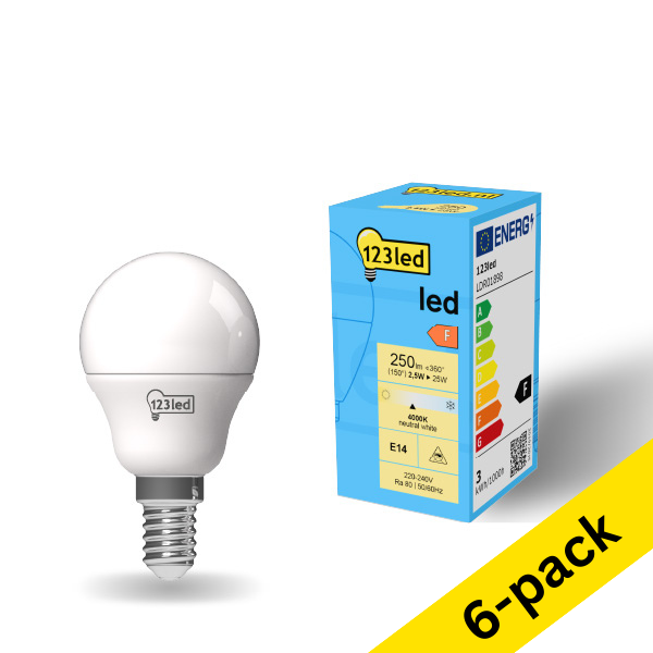 123led E14 LED matte ball bulb 2.5W (25W) | 4000K (6-pack) LDR01899 - 1