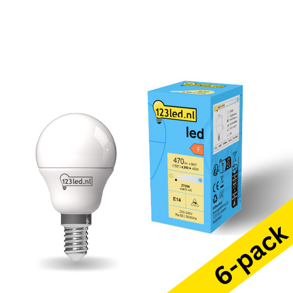 123led E14 LED matte ball bulb 4.9W (40W) | 2700K (6-pack) LDR01901 - 1