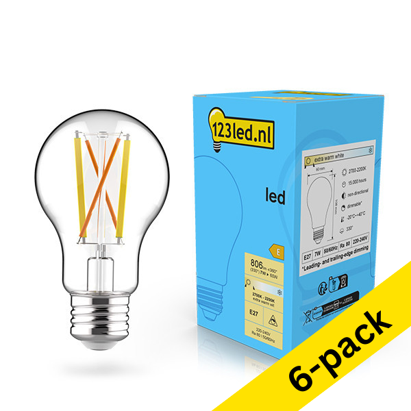 123led E27 LED dimmable filament bulb 7W (60W) (6-pack) LDR02091 - 1