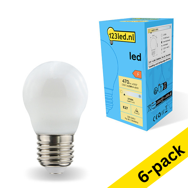 123led E27 LED dimmable matte ball bulb 4.5W (40W) | 2700K (6-pack) LDR01819 - 1