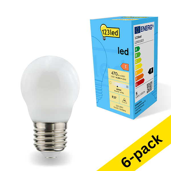 123led E27 LED dimmable matte ball bulb 4.5W (40W) | 400K (6-pack) LDR01821 - 1
