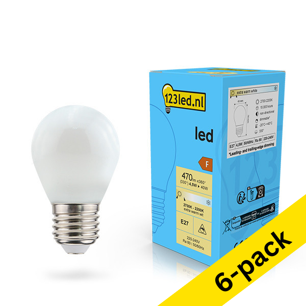 123led E27 LED dimmable matte ball bulb 4.5W (40W) (6-pack) LDR02085 - 1