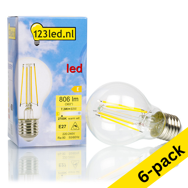 123led E27 LED dimmable pear filament bulb 7.3W (60W) (6-pack) LDR01603 - 1