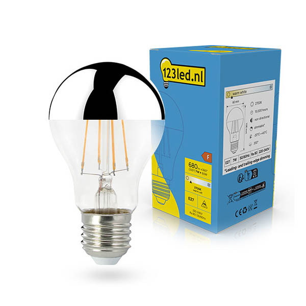 123led E27 LED dimmable silver mirror pear bulb 7W (60W) | 2700K LDR02246 - 1
