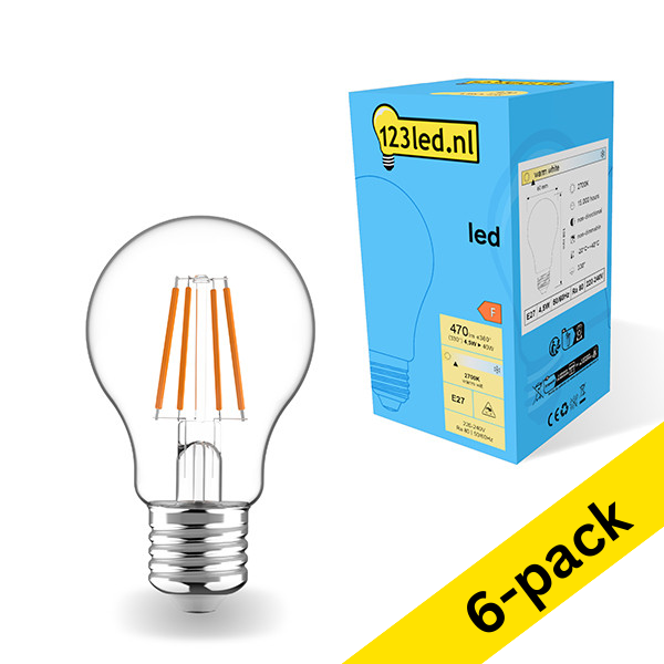 123led E27 LED filament pear bulb 4.5W (40W) (6-pack) LDR01789 - 1