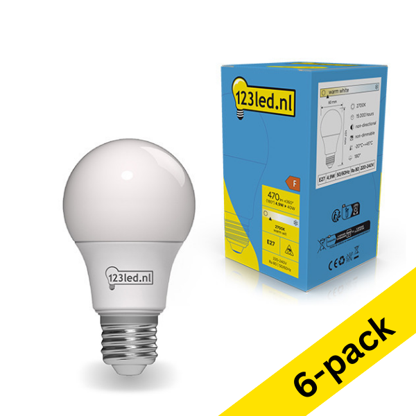 123led E27 LED matte pear bulb 4.5W (40W) | 2700K (6-pack) LDR01761 - 1