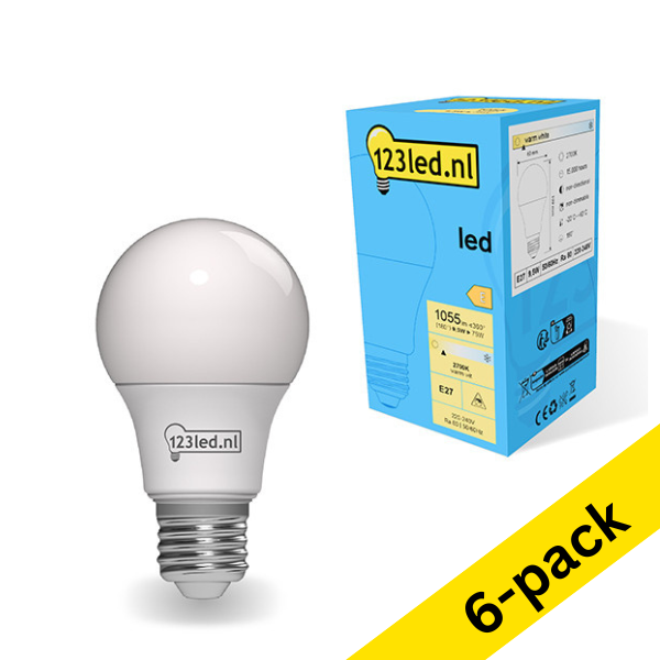 123led E27 LED matte pear bulb 9.5W (75W) (6-pack) LDR01767 - 1