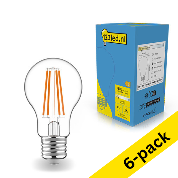 123led E27 LED pear filament bulb 7W (60W) (6-pack) LDR01791 - 1