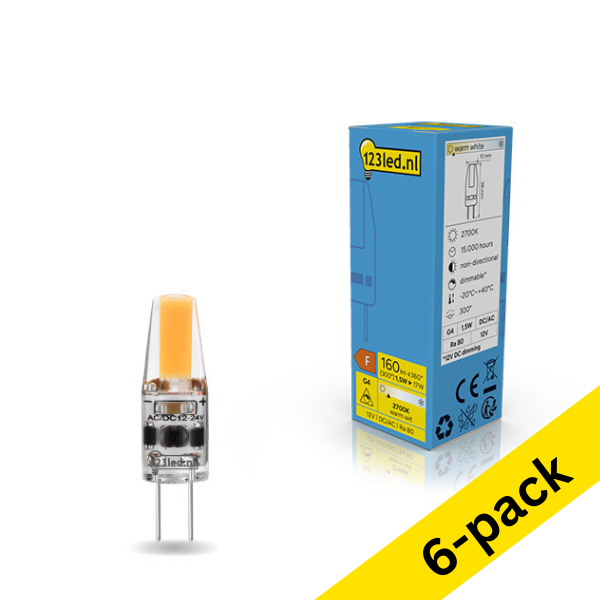 123led G4 LED dimmable capsule 1.5W (17W) (6-pack) LDR01943 - 1