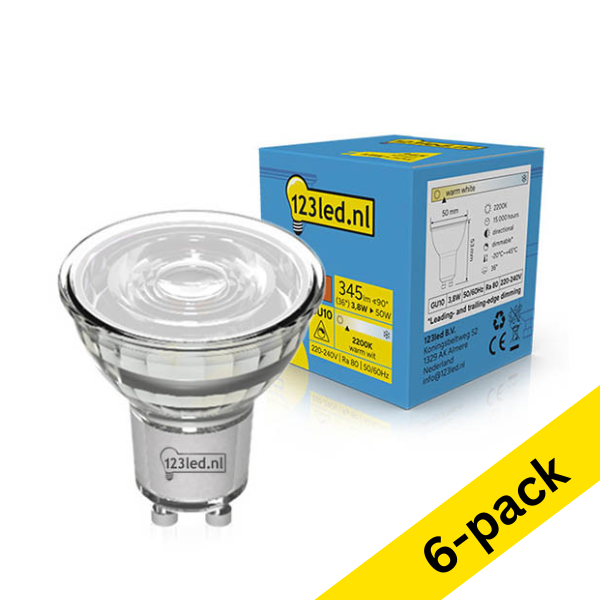 123led GU10 LED dimmable glass spotlight 3.8W (50W) | 2200K (6-pack) LDR02241 - 1