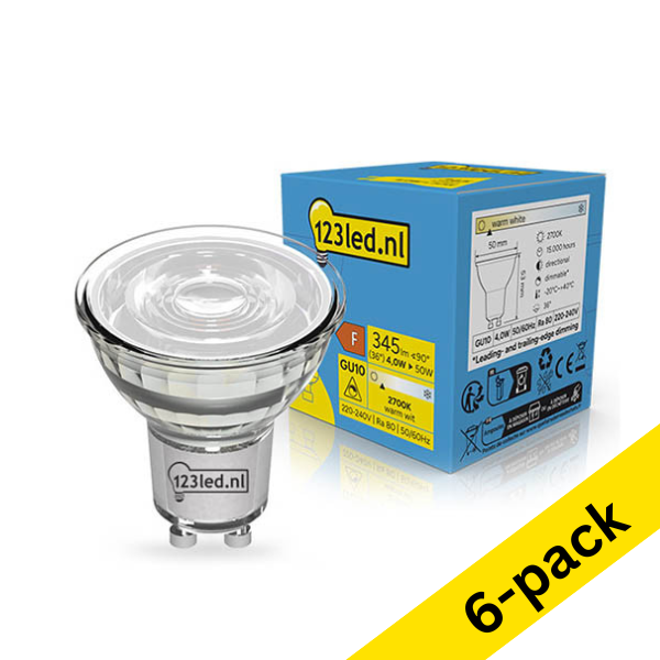 123led GU10 LED dimmable glass spotlight 4W (50W) | 2700K (6-pack) LDR02285 - 1