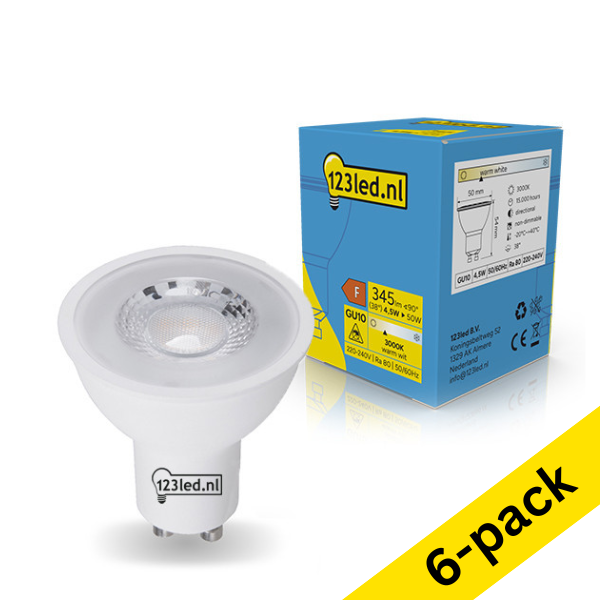 123led GU10 LED glass spotlight 4.5W (50W) | 3000K (6-pack) LDR02454 - 1