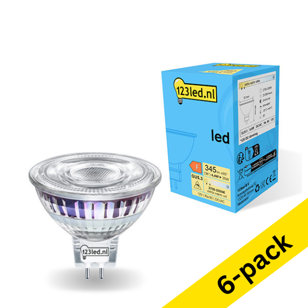 123led GU5.3 LED Dim to Warm dimmable spotlight 4.4W (35W) | 2200-2700K (6-pack) LDR02307 - 1