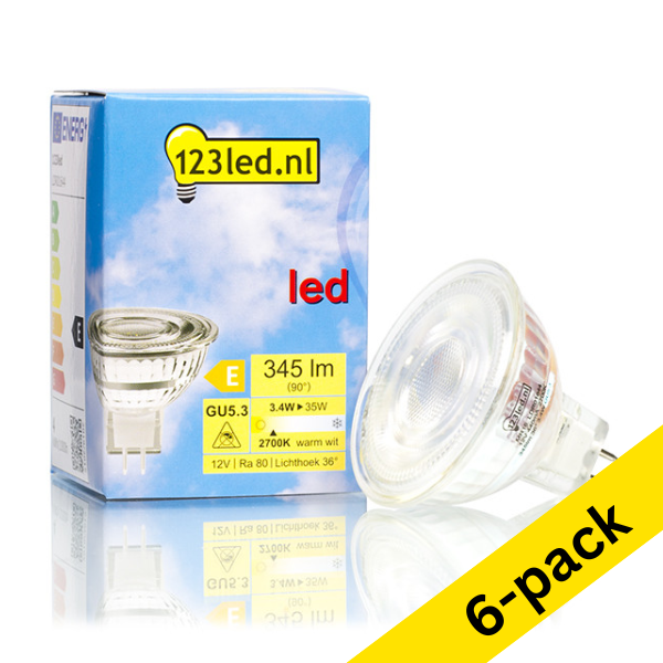 123led GU5.3 LED glass spotlight 3.4W (35W) (6-pack) LDR01645 - 1