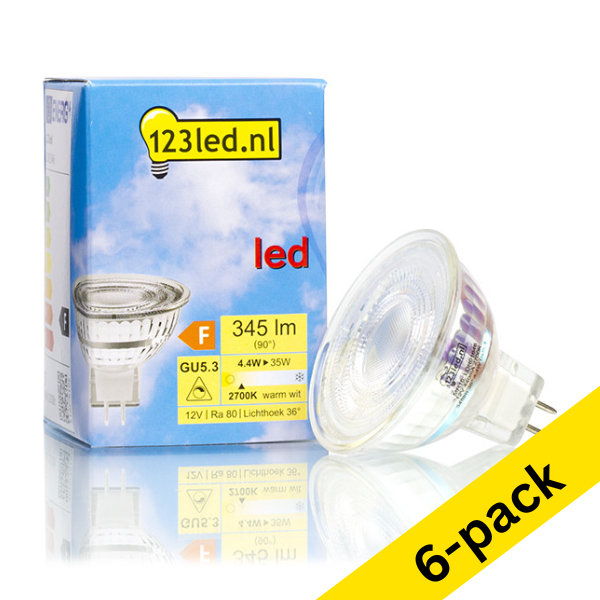 123led GU5.3 led spotlight dimmable 4.4W (35W) (6-pack) LDR01647 - 1