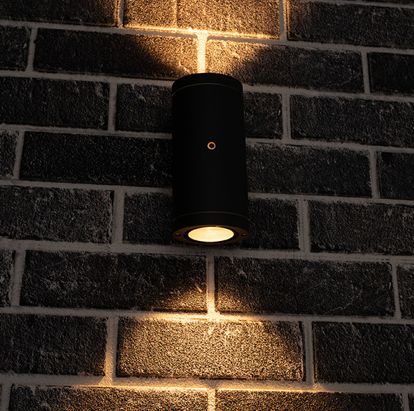 LED anthracite Kendall round wall lamp with sensor | Suitable for 2 x GU10 | IP44 LDR06355 - 1