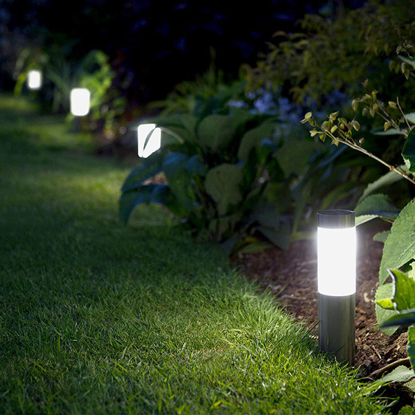 LED silver Mini London solar pillar lamp | 3000K | 12 Lumens (4-pack) LDR09005 - 1