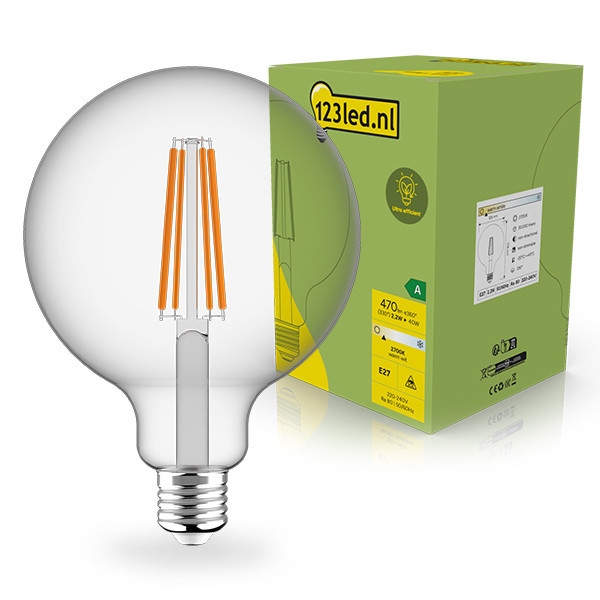 123led Ultra Efficient E27 LED clear filament globe G125 bulb 2.2W (40W) | 2700K LDR02410 - 1