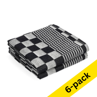 Black checkered tea towels, 65cm x 65cm (6-pack) SDR07345