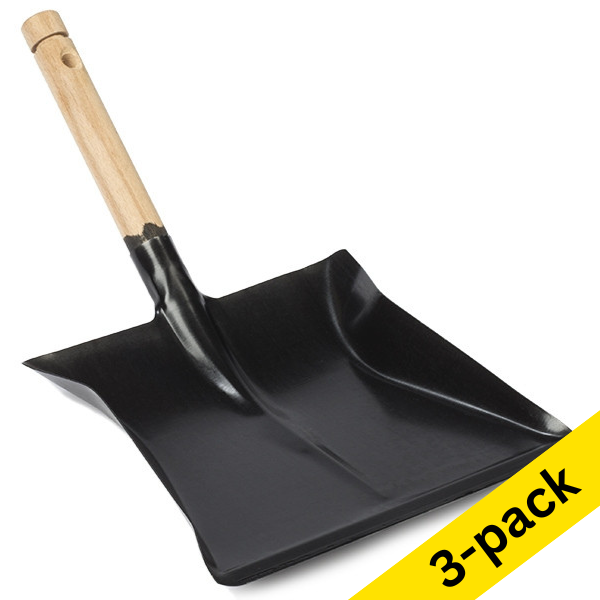 Black dustpan with wooden handle (3-pack) SDR00563 - 1