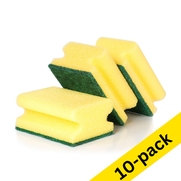 Scouring sponge with grip | 9cm x 7cm x 4.5cm | 3-pack x10 SDR06160 - 1