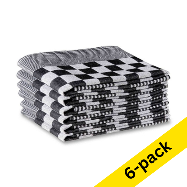 Tea towels 65 x 65cm checkered | Black | 6-pack SDR05200 - 1