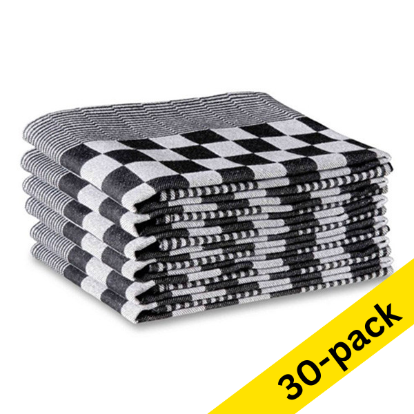 Tea towels 65 x 65cm checkered | Black 30-pack SDR05201 - 1