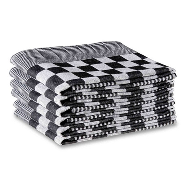 Tea towels 65 x 65cm checkered | Black 6-pack SDR05200 - 1