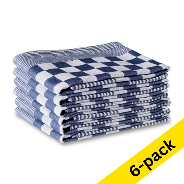 Tea towels 65 x 65cm checkered | Blue | 6-pack SDR07342 - 1