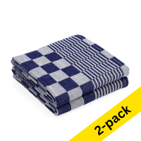 Tea towels 65 x 65cm checkered | Blue 2-pack