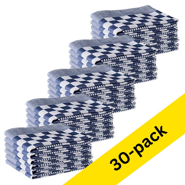 Tea towels 65 x 65cm checkered | Blue 30-pack SDR05197 - 1