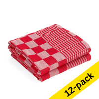 Tea towels 65 x 65cm checkered | Red | 12-pack SDR07340