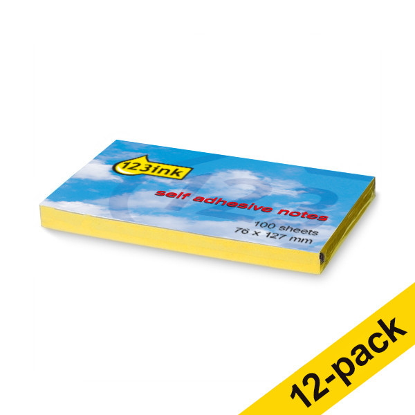12 x 123ink yellow self-adhesive notes, 100 sheets, 76mm x 127mm 655CYC 300205 - 1