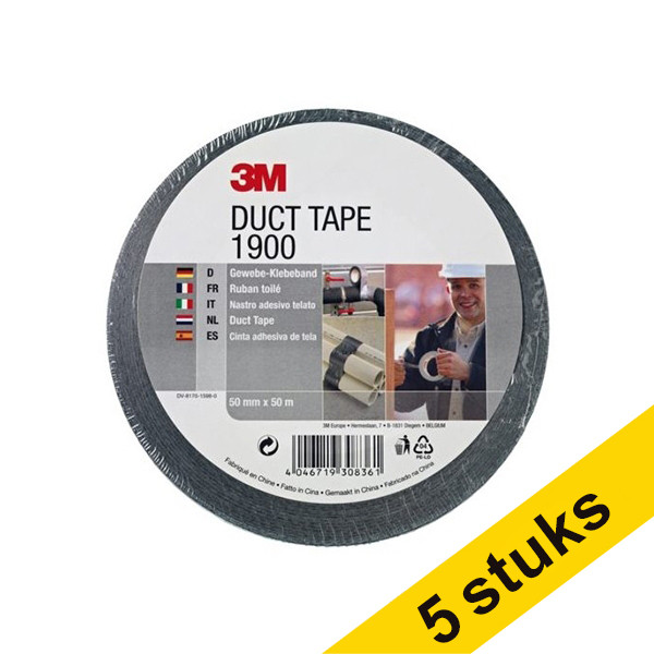 3M 1900 black duct tape, 50mm x 50m (5-pack)  201520 - 1
