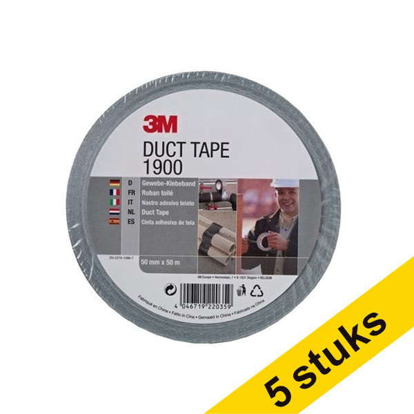 3M 1900 silver duct tape, 50mm x 50m (5-pack) 201519 - 1