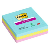 Extra Sticky Notes 101 x 101mm | 90 sheets 'Miami' coloured lined | 3M Post-it | 3-pack 201066