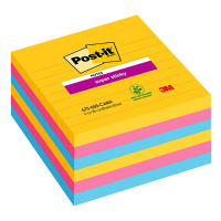 Extra Sticky Notes 101 x 101mm | 90 sheets 'Rio' coloured lined | 3M Post-it | 6-pack 201068