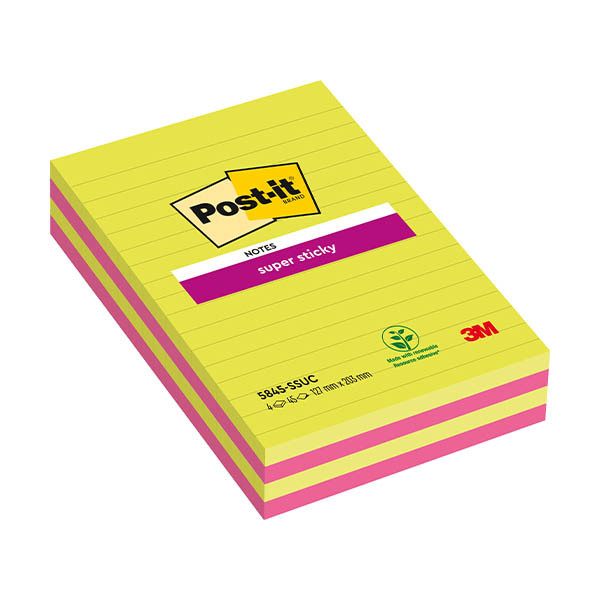 Extra Sticky Notes 127 x 203mm | 45 sheets assorted lined | 3M Post-it | 4-pack 425635 - 1